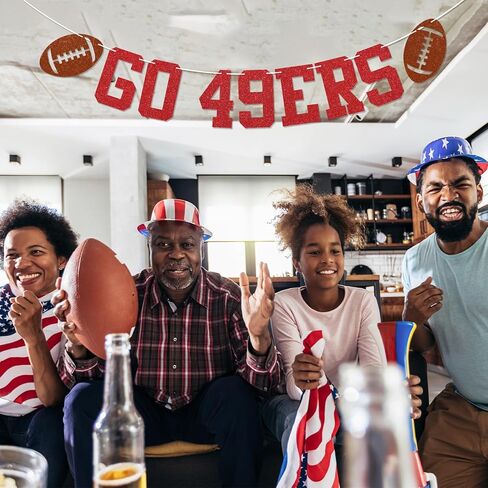 Go 49ers Banner - Football Party Decor, 49ers Football Party Decorations Red Glitter in Saudi Arabia
