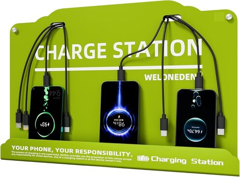 Wall Mounted Cell Phone Charging Station Mobile Phone Charging Station | Fast Charging 8 Device | Compatible with iphone ipad Smartphone Tablets Android Port | Great for Offices Hotel Hospital Airport in Kuwait