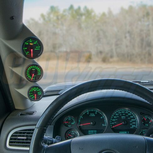 GlowShift Diesel Gauge Package Compatible with Chevrolet Silverado Duramax & GMC Sierra 2007-2013 - Black 7 Color 60 PSI Boost, 1500F EGT & Transmission Temp Gauges - Color Matched Triple Pillar Pod in Saudi Arabia