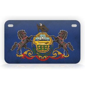 Americana Pennsylvania Flag Motorcycle-Sized License Plate Antique Textured PA State Mini Auto Tag in Saudi Arabia