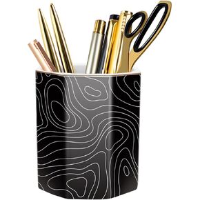 WAVEYU Pen Holder, Pencil Cup for Desk, Cute Desk Organizer, Durable Ceramic Decorative Makeup Brush Desktop Accessories, Stylish Stationery for Office, Home, Cute Cat Pattern in Kuwait