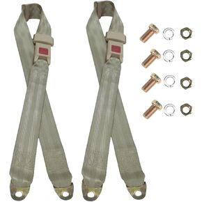 2 Pack Golf Cart Seat Belt Pads Set, 2-Point Universal Adjustable Laps Strap Replacement Kit, Compatible with EZGO, Yamaha, Club Car, Golf Carts Go Kart Front/Rear Modification Accessories (Beige) in Kuwait