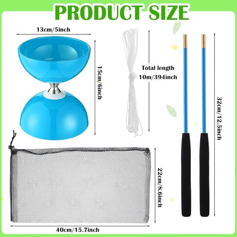 Hungdao 5 Set Chinese Diabolo Set Triple Bearing Chinese Yoyo 5" Multi Colors Diabolo Big Diabolo Yoyo Toy with 5 Pairs Fiberglass Sticks, 5 Mesh Drawstring Bags and 5 Strings in Saudi Arabia