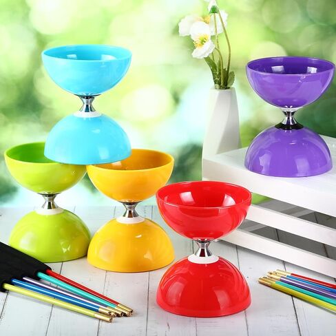 Hungdao 5 Set Chinese Diabolo Set Triple Bearing Chinese Yoyo 5" Multi Colors Diabolo Big Diabolo Yoyo Toy with 5 Pairs Fiberglass Sticks, 5 Mesh Drawstring Bags and 5 Strings in Saudi Arabia