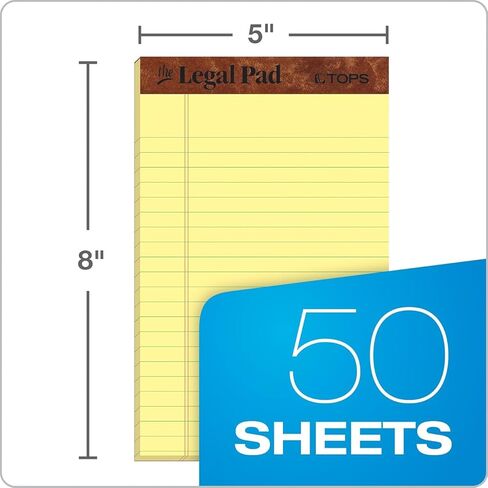 Tops Yellow Legal Pads 8.5 X 11 Wide Ruled Pack of 24 - The Legal Pad Brand Notepads 8.5 X 11-50 Sheets Per Note Pad in Saudi Arabia