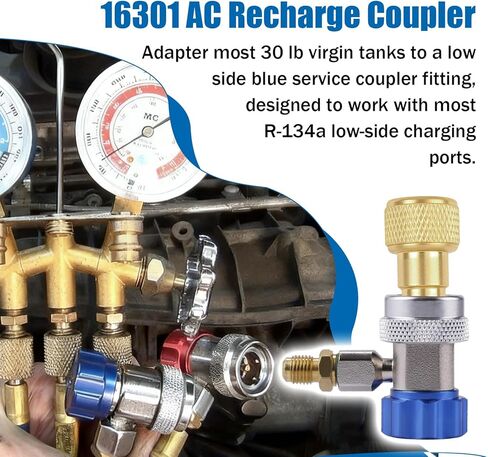 16301 R-134A محول خزان منخفض الجانب - 1/2 بوصة Acme أنثى إلى منخفض الجانب R-134A ذكر مقرنة - R-134A محول نحاسي لخزان التبريد in Kuwait
