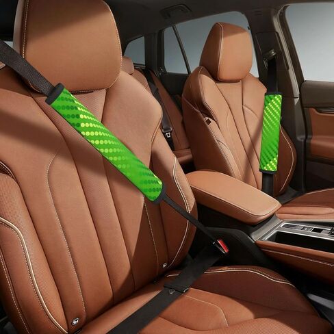 Satin Dots - Shades of Lime Green Soft Auto Seat Belt Cover Seatbelt Shoulder Pad Cushions 2 Pcs Universal Fit for All Cars and Backpack for A More Comfortable Driving in Saudi Arabia