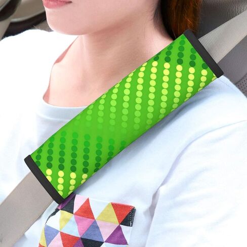 Satin Dots - Shades of Lime Green Soft Auto Seat Belt Cover Seatbelt Shoulder Pad Cushions 2 Pcs Universal Fit for All Cars and Backpack for A More Comfortable Driving in Saudi Arabia