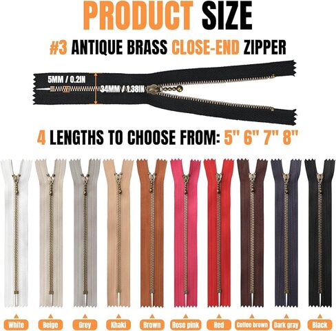 20 قطعة سحابات معدنية 20 قطعة #3 نحاس عتيق (8 بوصة - 20 قطعة) in Kuwait