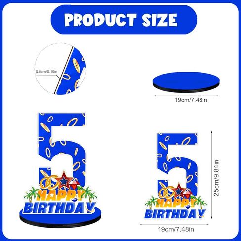 Cartoon Blue Hedgehog Number 5 Birthday Number Sign Centerpiece,Wooden Party Centerpieces for Boy Girl Kids Birthday Party Decoration, Photo Props, Halloween Party in Saudi Arabia