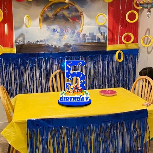 Cartoon Blue Hedgehog Number 5 Birthday Number Sign Centerpiece,Wooden Party Centerpieces for Boy Girl Kids Birthday Party Decoration, Photo Props, Halloween Party in Saudi Arabia