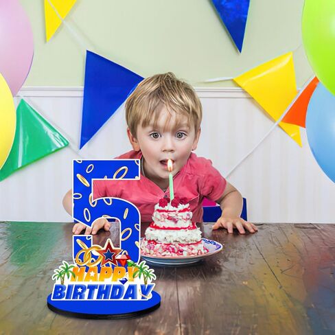 Cartoon Blue Hedgehog Number 5 Birthday Number Sign Centerpiece,Wooden Party Centerpieces for Boy Girl Kids Birthday Party Decoration, Photo Props, Halloween Party in Saudi Arabia
