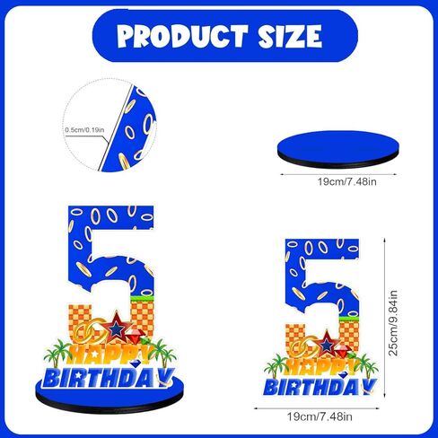 Blue Hedgehog Number 5 Birthday Number Sign Centerpiece,Wooden Party Centerpieces for Boy Girl Kids Birthday Party Decoration, Photo Props, Halloween Party in Saudi Arabia
