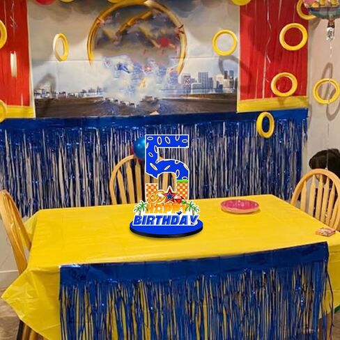 Blue Hedgehog Number 5 Birthday Number Sign Centerpiece,Wooden Party Centerpieces for Boy Girl Kids Birthday Party Decoration, Photo Props, Halloween Party in Saudi Arabia