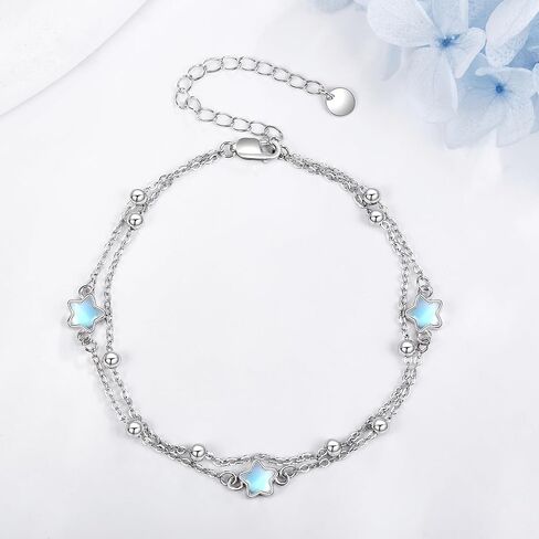 YFN Moonstone Bracelet 925 Sterling Silver Leaf Moonstone Bracelet Moonstone Jewelry for Women Girls in Saudi Arabia