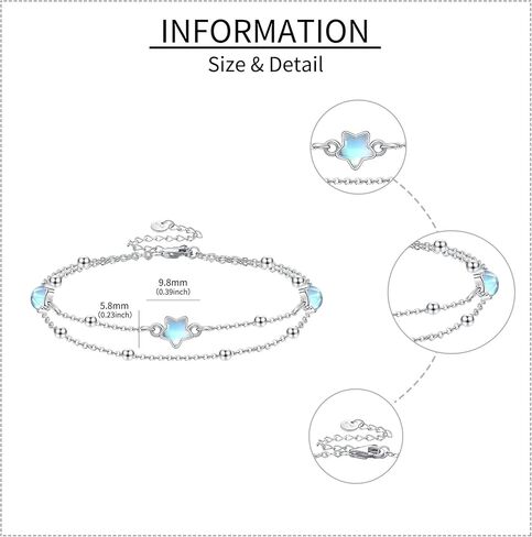 YFN Moonstone Bracelet 925 Sterling Silver Leaf Moonstone Bracelet Moonstone Jewelry for Women Girls in Saudi Arabia