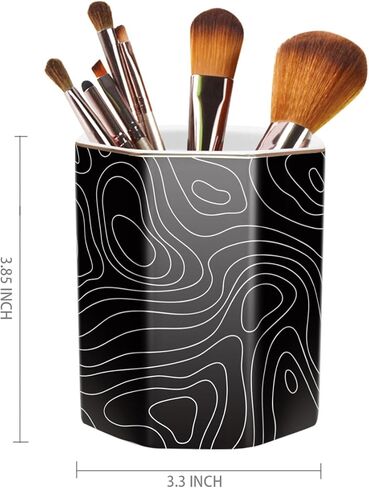 WAVEYU Pen Holder, Pencil Cup for Desk, Cute Desk Organizer, Durable Ceramic Decorative Makeup Brush Desktop Accessories, Stylish Stationery for Office, Home, Cute Cat Pattern in Kuwait