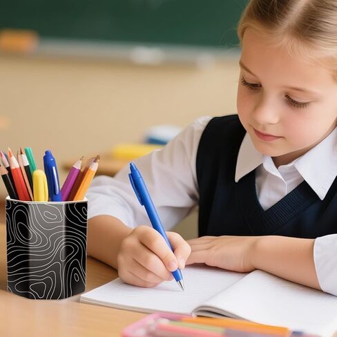 WAVEYU Pen Holder, Pencil Cup for Desk, Cute Desk Organizer, Durable Ceramic Decorative Makeup Brush Desktop Accessories, Stylish Stationery for Office, Home, Cute Cat Pattern in Kuwait