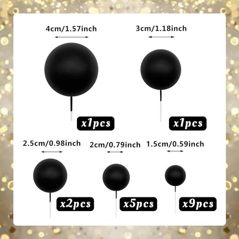 18 PCS Balls Cake Topper Gold 5 Sizes Ball Cake Picks for DIY Baking Wedding Anniversary Birthday Decoration in Saudi Arabia