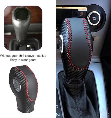 Gear Shift Cover, Breathable Anti-Scratch Gear Shift Knob Cover, Anti-Slip Carbon Fiber Auto Transmission Lever Decoration, Compatible with Focus Fiesta Escape Transit EcoSport (Black) in Saudi Arabia
