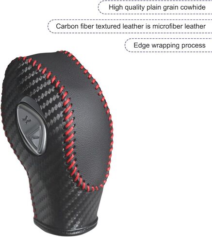 Gear Shift Cover, Breathable Anti-Scratch Gear Shift Knob Cover, Anti-Slip Carbon Fiber Auto Transmission Lever Decoration, Compatible with Focus Fiesta Escape Transit EcoSport (Black) in Saudi Arabia