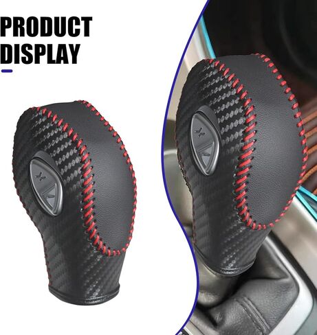 Gear Shift Cover, Breathable Anti-Scratch Gear Shift Knob Cover, Anti-Slip Carbon Fiber Auto Transmission Lever Decoration, Compatible with Focus Fiesta Escape Transit EcoSport (Black) in Saudi Arabia