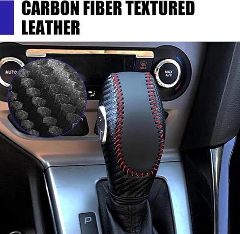 Gear Shift Cover, Breathable Anti-Scratch Gear Shift Knob Cover, Anti-Slip Carbon Fiber Auto Transmission Lever Decoration, Compatible with Focus Fiesta Escape Transit EcoSport (Black) in Saudi Arabia