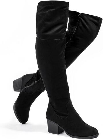 katliu Women's Thigh High Boots Sexy Stacked Block Heel Boots Over the Knee in Kuwait