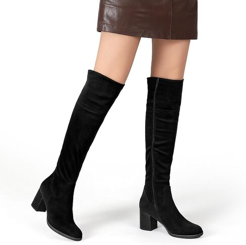 katliu Women's Thigh High Boots Sexy Stacked Block Heel Boots Over the Knee in Kuwait