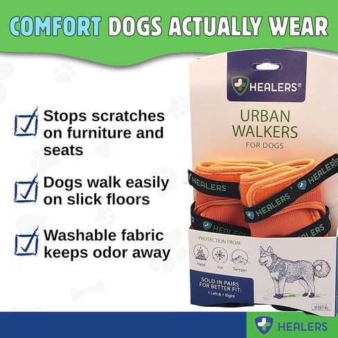 Healers Urban Walker III- Dog Boots for Paw Protection, Waterproof, Non Slip Rubber Sole, Pet Booties, 1-Pair in Kuwait