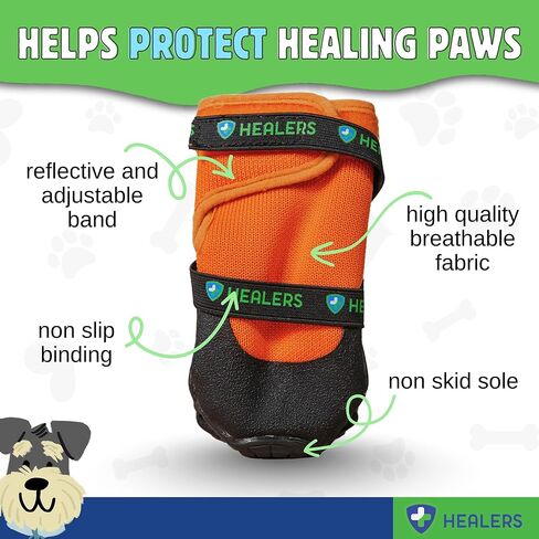 Healers Urban Walker III- Dog Boots for Paw Protection, Waterproof, Non Slip Rubber Sole, Pet Booties, 1-Pair in Kuwait