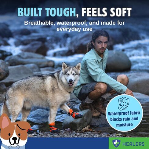Healers Urban Walker III- Dog Boots for Paw Protection, Waterproof, Non Slip Rubber Sole, Pet Booties, 1-Pair in Kuwait