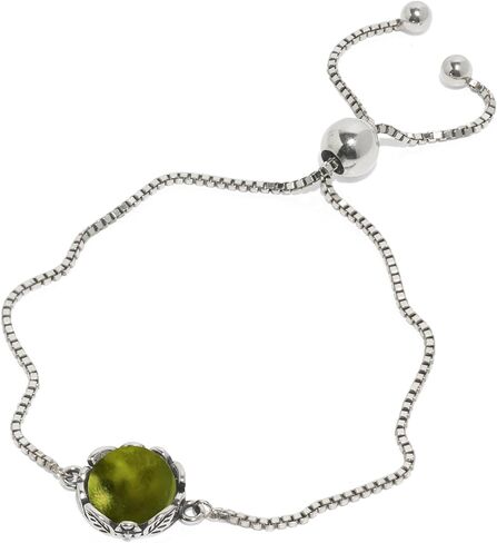 Recycled Early 1900's Purple Medicine Bottle Glass and Sterling Silver Botanical Series Adjustable Slider Bracelet in Kuwait