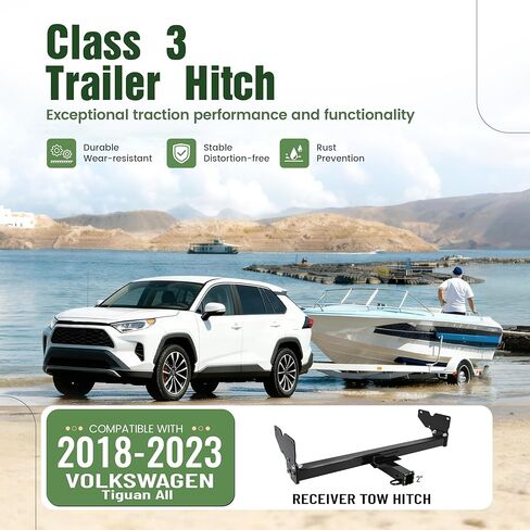 Class-3 Trailer Hitch w/2" Receiver Compatible with 2018-2023 Volkswagen Tiguan All Towing Hitch Receiver Steel Powder Coated Black in Saudi Arabia