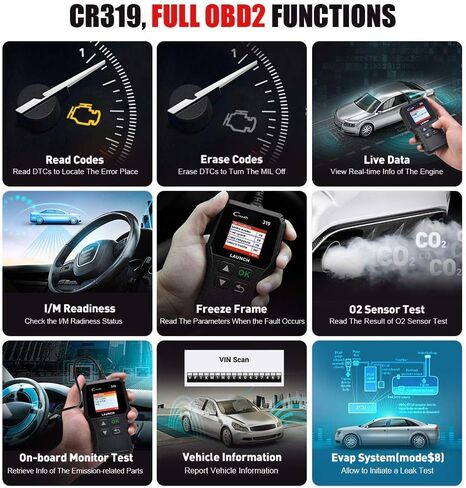 إطلاق الماسح الضوئي obd2 CR319 فحص قارئ رمز المحرك مع وظائف obd2 الكاملة in Saudi Arabia
