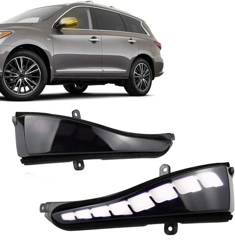 GeeGee Black version LED Amber Rearview Mirror Dynamic Sequential Turn Signal DRL White Light Parking Puddle Light Lamp Kit For Infiniti Q50 Q60 Q70 QX30 3 In 1 Performance in Saudi Arabia