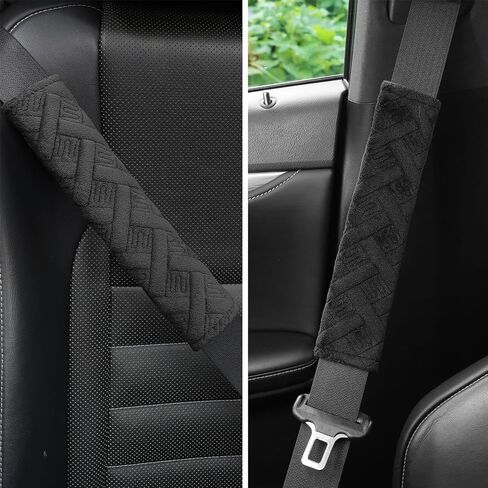 2 Pack Universal Soft and Comfortable Car Seat Belt Pads Harness Covers Backpack Shoulder Automotive Seat Belt Cushion Pad Cover for Adults Black in Saudi Arabia