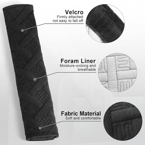 2 Pack Universal Soft and Comfortable Car Seat Belt Pads Harness Covers Backpack Shoulder Automotive Seat Belt Cushion Pad Cover for Adults Black in Saudi Arabia