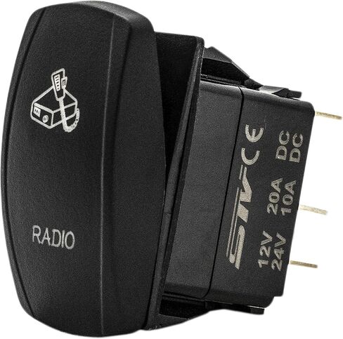 STVMotorsports 5 Pin Laser Automotive Rocker Switches On/Off LED Light 12V 20A - الملحقات الداخلية للسيارة والشاحنات وUTV وATV والمركبات المساعدة والمركبات على الطرق الوعرة (راديو، أحمر) in Kuwait