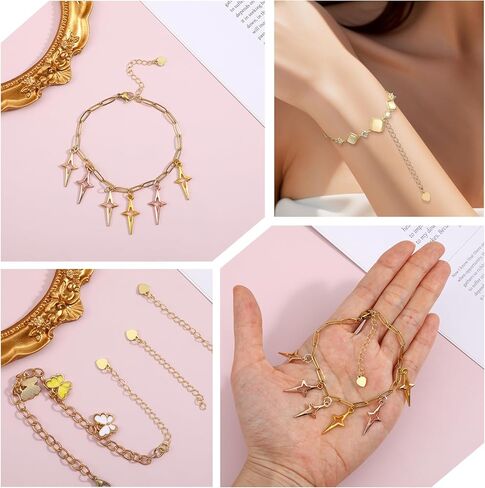 20 قطعة من موسع القلادة الذهبية، موسعات القلادة الذهبية مع سلسلة على شكل قلب، سلاسل ذيل مطلية بالذهب 18 كجم سلسلة ممتدة 55 مم لصنع المجوهرات، موسعات سلاسل ذهبية للقلائد والسوار in Kuwait