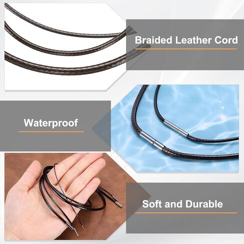 uxcell Leather Cord Necklace with Stainless Steel Clasp, Braided Wax Rope Chain for Pendant in Saudi Arabia