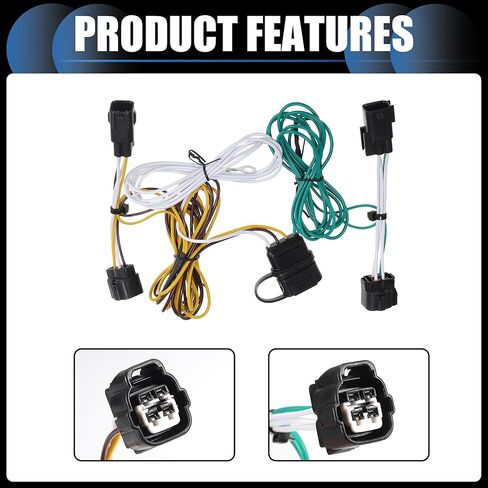 55363 Replacement 4 Pin Trailer Wiring Harness Vehicle end, Plug & Play, for Jeep Wrangler TJ 1998-2006 Black, 1 Set in Saudi Arabia