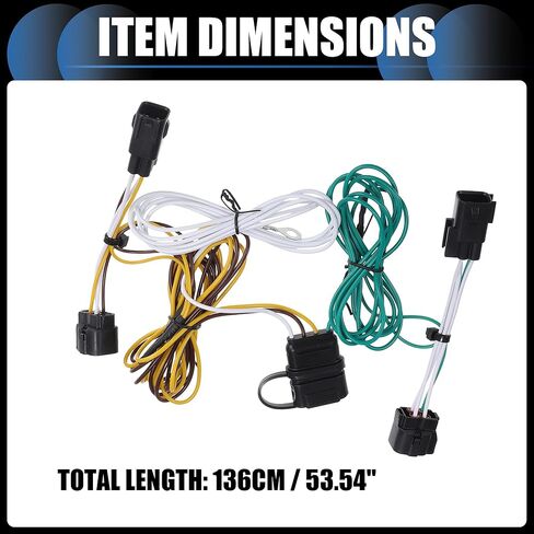 55363 Replacement 4 Pin Trailer Wiring Harness Vehicle end, Plug & Play, for Jeep Wrangler TJ 1998-2006 Black, 1 Set in Saudi Arabia