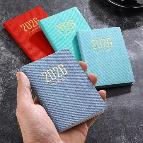2026 Portable A7 Notebooks PU Cover 365-Day Daily Weekly Schedule Notebook Calendar Journal Books School Office Supplies (Blue) in Saudi Arabia