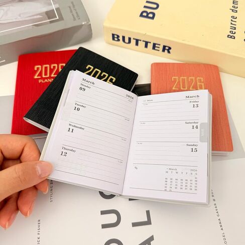 2026 Portable A7 Notebooks PU Cover 365-Day Daily Weekly Schedule Notebook Calendar Journal Books School Office Supplies (Blue) in Saudi Arabia