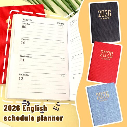2026 Portable A7 Notebooks PU Cover 365-Day Daily Weekly Schedule Notebook Calendar Journal Books School Office Supplies (Blue) in Saudi Arabia