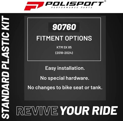Polisport Motocross (MX) طقم بلاستيكي طبق الأصل لـ KTM SX 85 (2018-24) - جودة OEM، متينة ومرنة ومثالية - برتقالي / أبيض in Saudi Arabia