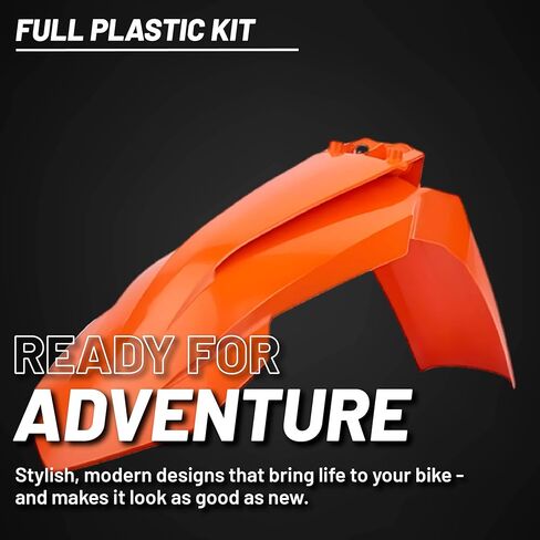 Polisport Motocross (MX) طقم بلاستيكي طبق الأصل لـ KTM SX 85 (2018-24) - جودة OEM، متينة ومرنة ومثالية - برتقالي / أبيض in Saudi Arabia