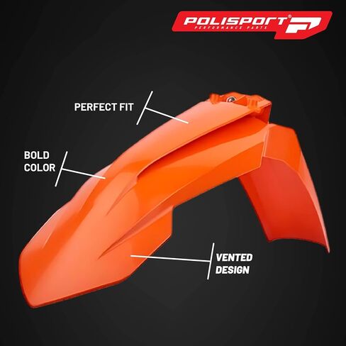 Polisport Motocross (MX) طقم بلاستيكي طبق الأصل لـ KTM SX 85 (2018-24) - جودة OEM، متينة ومرنة ومثالية - برتقالي / أبيض in Saudi Arabia