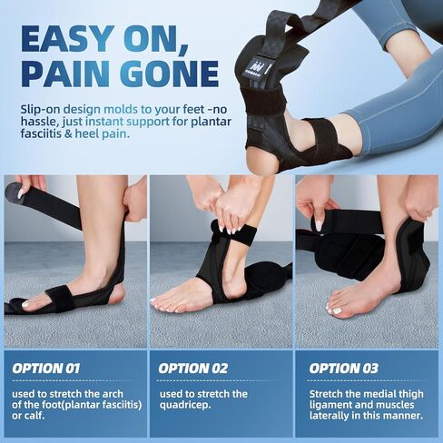 Foot and Calf Stretcher-Stretching Strap For Plantar Fasciitis, Heel Spurs, Foot Drop, Achilles Tendonitis & Hamstring. Yoga Foot & Leg Stretch Strap. (Black) in Kuwait